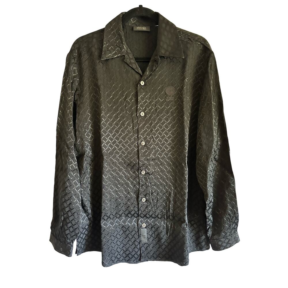 Versace Classic V2 Silk Women's Blouse VINTAGE Black Silk Size 40